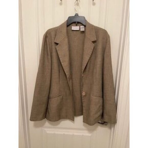 Alfred Dunner Women's Blazer Size 18 Tan Polyester Button Front Classic Fit Jack - Picture 13 of 15